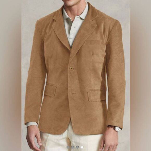 LEATHER CULT Oak Brown Suede Leather Blazer - Picture 4 of 16